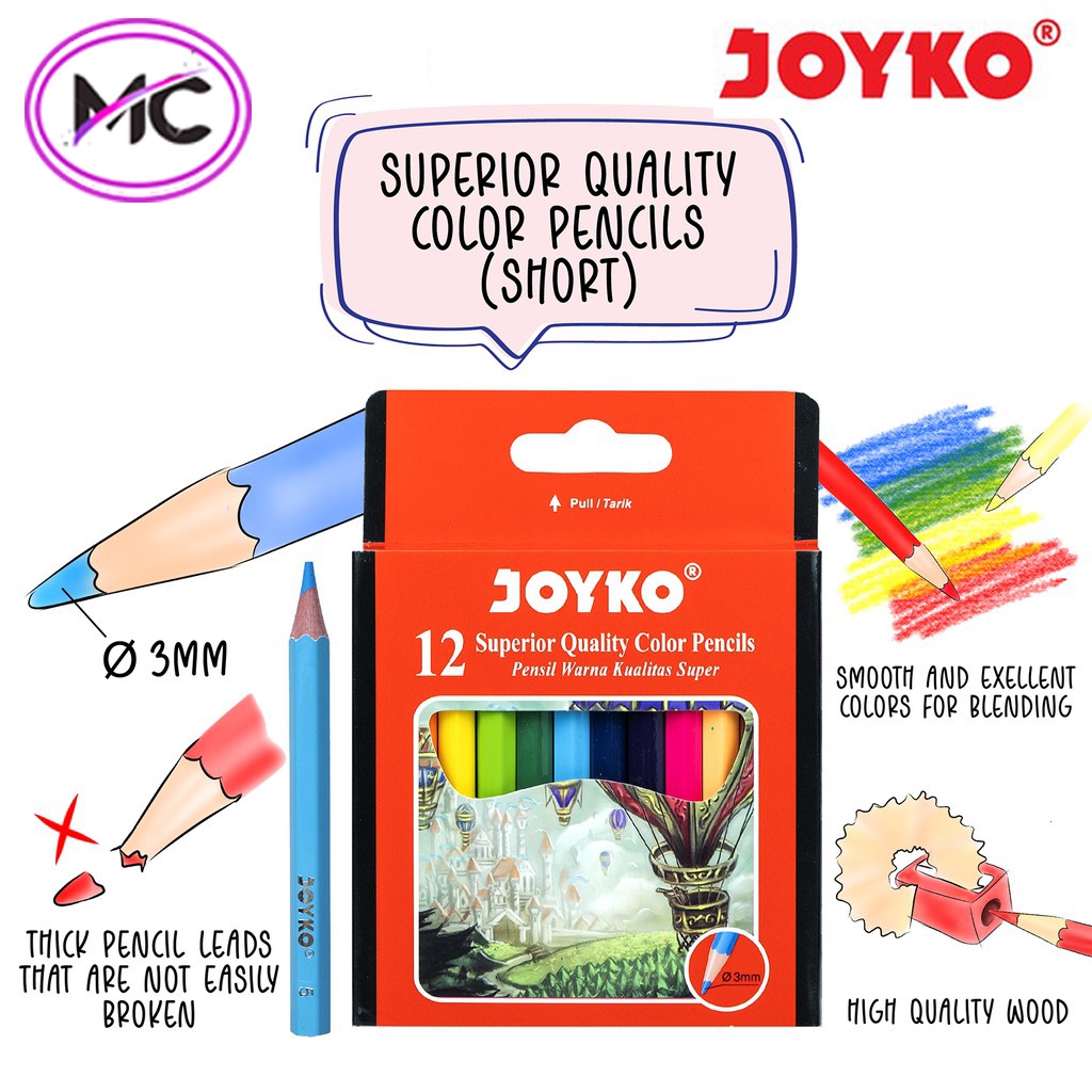 Pensil Warna Joyko Murah 12 Pencil Colour Menggambar Mewarnai Alat tulis Sekolah