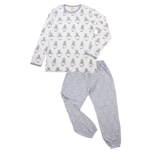 Baa Baa Sheepz Long Sleeve Shirt &amp; Pant - Small Sheep White/Big Sheep Grey | Setelan Baju Anak | Setelan Atas Bawah | Setelan Motif