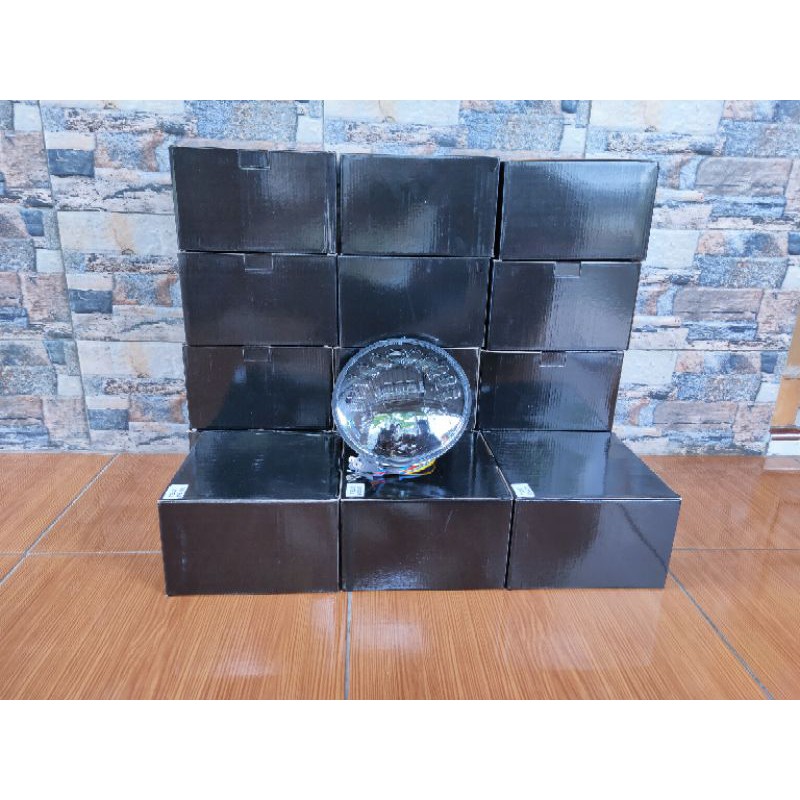 REFLEKTOR LAMPU LED DAYMAKER 7 INCH DUS HITAM KABEL WARNA