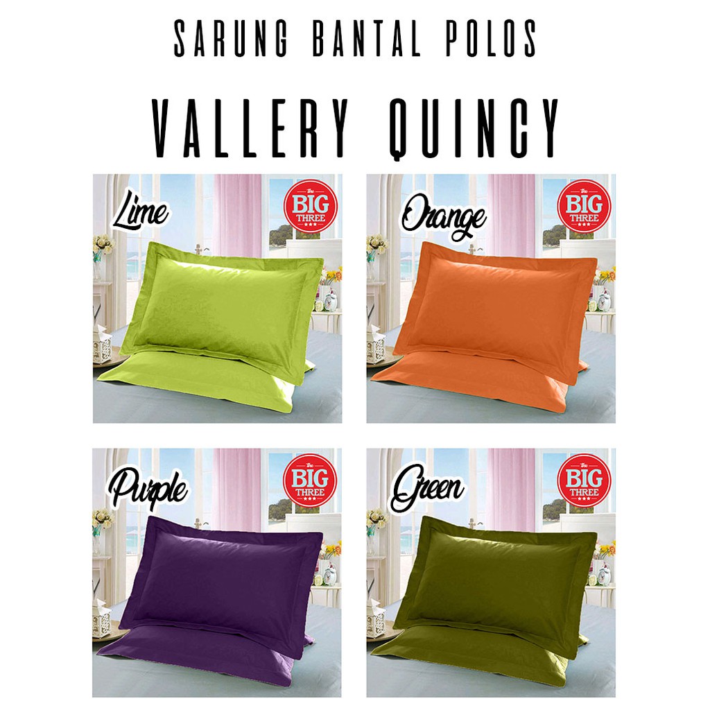 1 SET Sarung Bantal Polos PIGURA 50x70 cm merk QUINCY VALLERY warna orange pink ungu hijau - Sarban