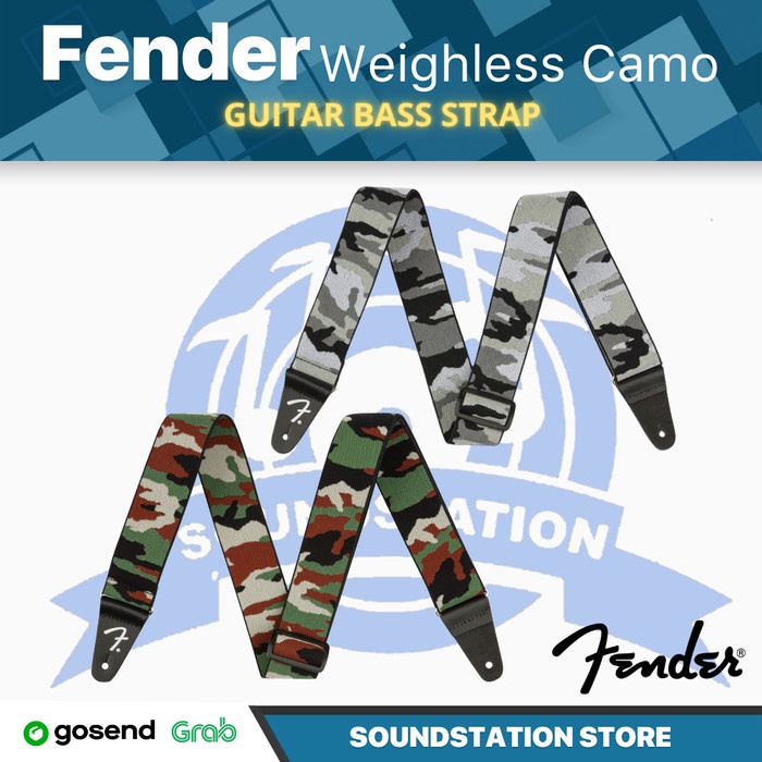 Fender WeighLess 2-Inch Camo Guitar Strap - Strap Gitar Bass