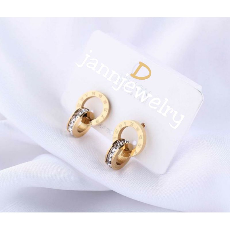 Anting Permata Titanium Asli Anti Karat &amp; Alergi Fashion Korea