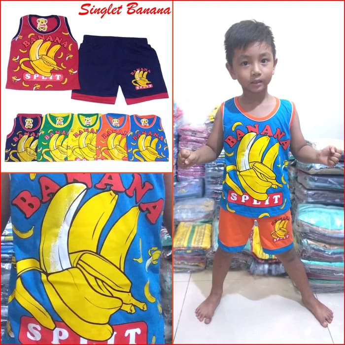 Kaos Singlet BANANA Pisang Bagus Lucu Unik Setelan Kutang Bayi MARUNO