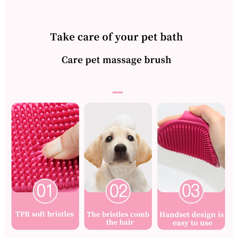 Sisi Bulu Hewan Anjing Kucing Pet Comb Brush Silicone for Bath Dog Cat