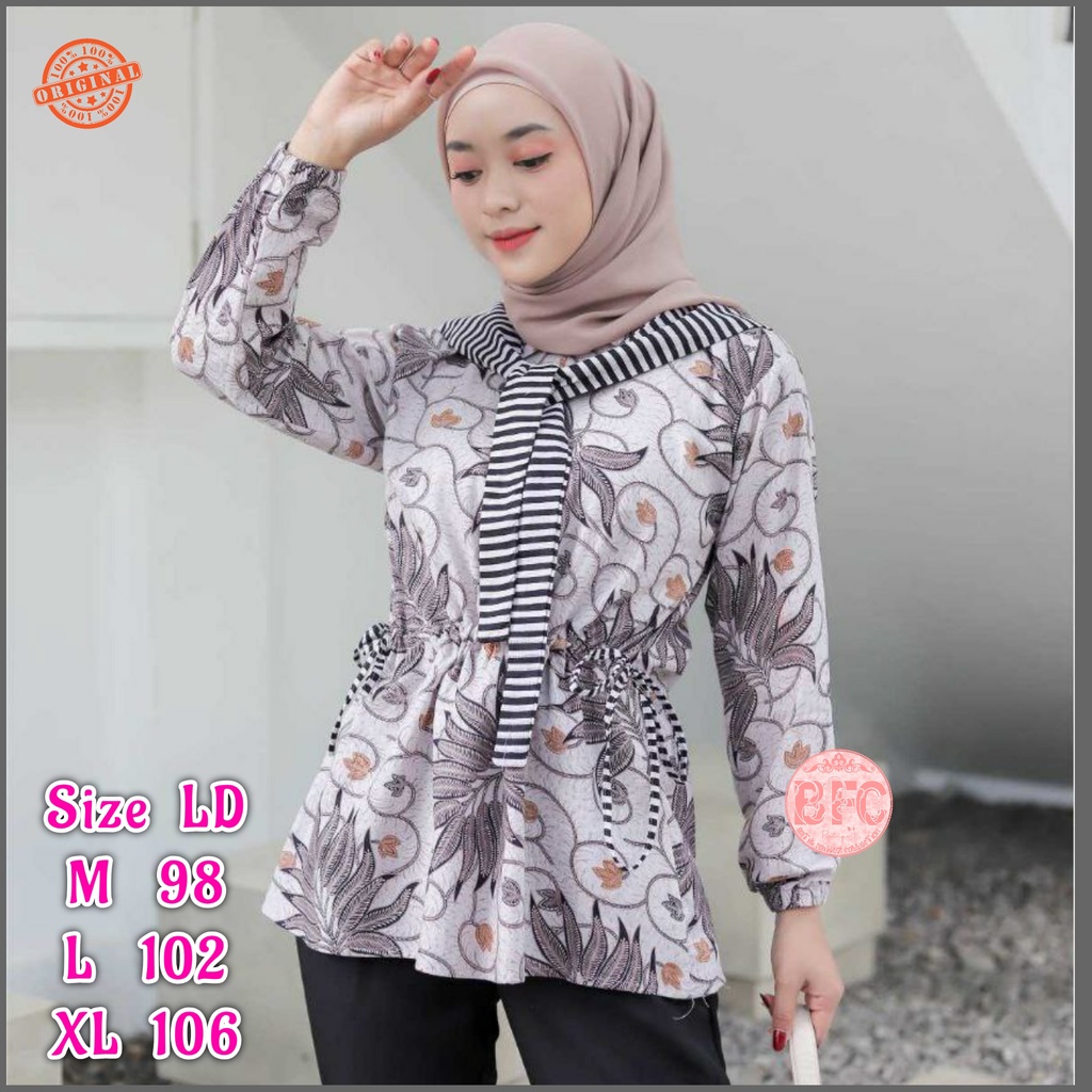 tey-17 Batik wanita ASJ SA HRB026 Kenongo Kemeja Tosca Pendek-NAORA ABU