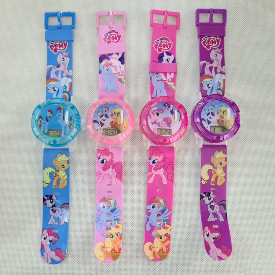 Jam Tangan Anak Digital Karakter Little Pony Lampu Proyeksi Dan Melody 4 Warna
