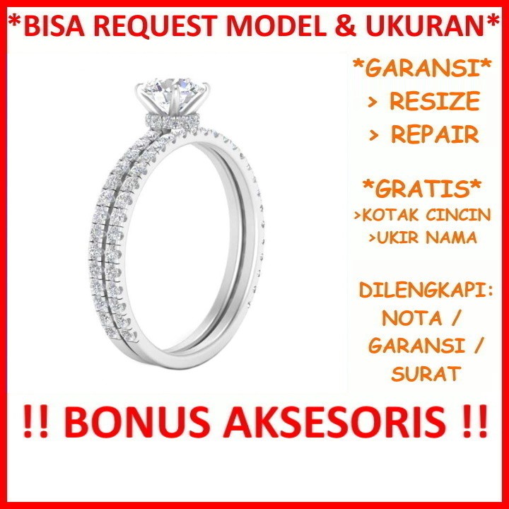 Gratis Ukir Nama Bisa Pesan Model Garansi Silver Asli Cincin Wanita Perak Kawin Nikah Tunangan Id454