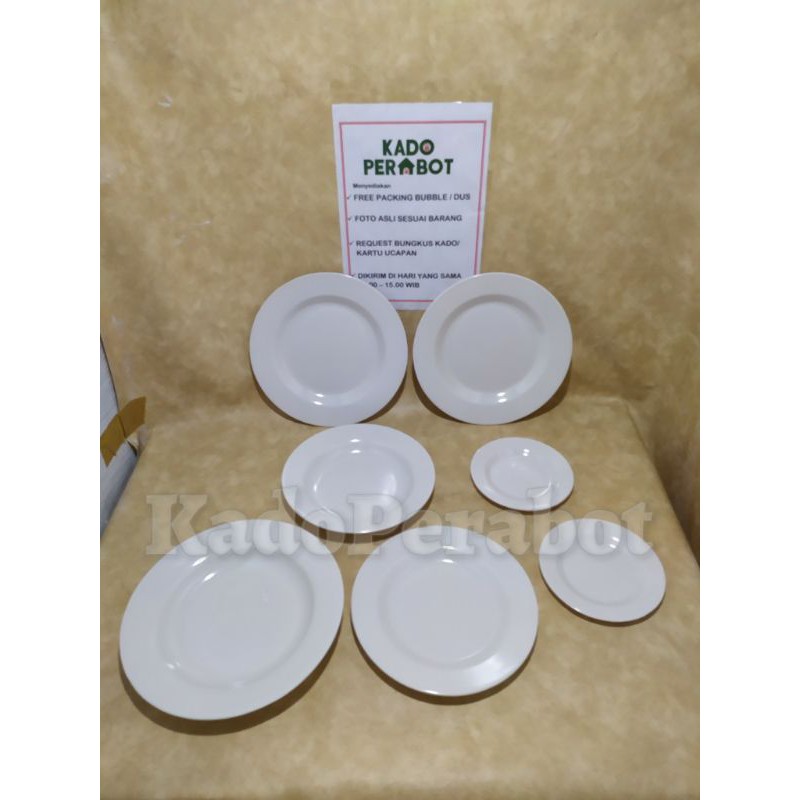 piring makan melamine putih set - piring rumah tangga set lengkap