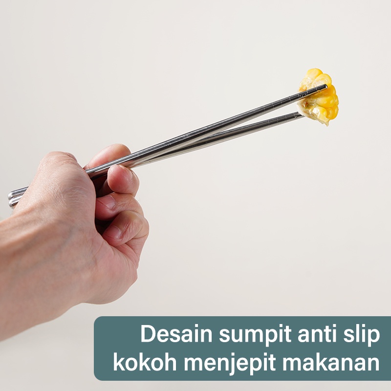 Letyeah &amp; Anantagt Alat Makan 3 pcs dengan Kotak/Cutlery Set sendok sumpit garpu travel