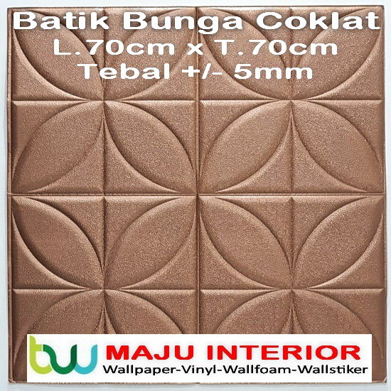 Wallpaper Dinding 3D Foam 70 x 70 cm Motif Batik Stiker-Batik Bunga Coklat