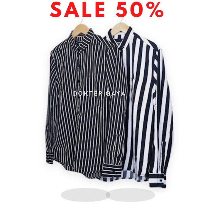 Kemeja Pria Salur Lengan Panjang Pria Hem Lengan Panjang Kemeja Pria