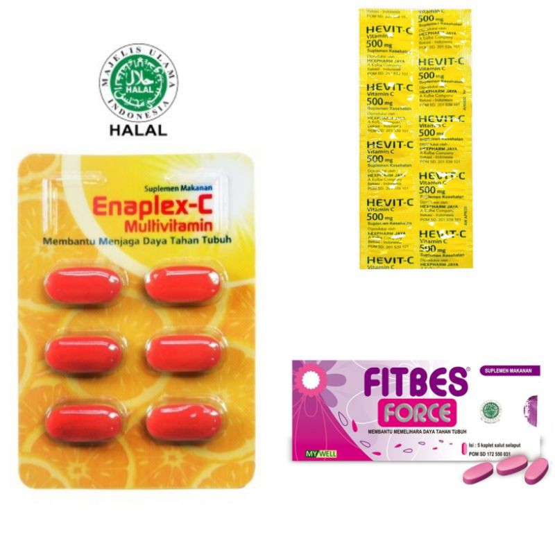 FITBES FORCE Tablet / ENAPLEX-C / HEVIT-C 500mg 1 Strip - Suplemen Daya Tahan Tubuh