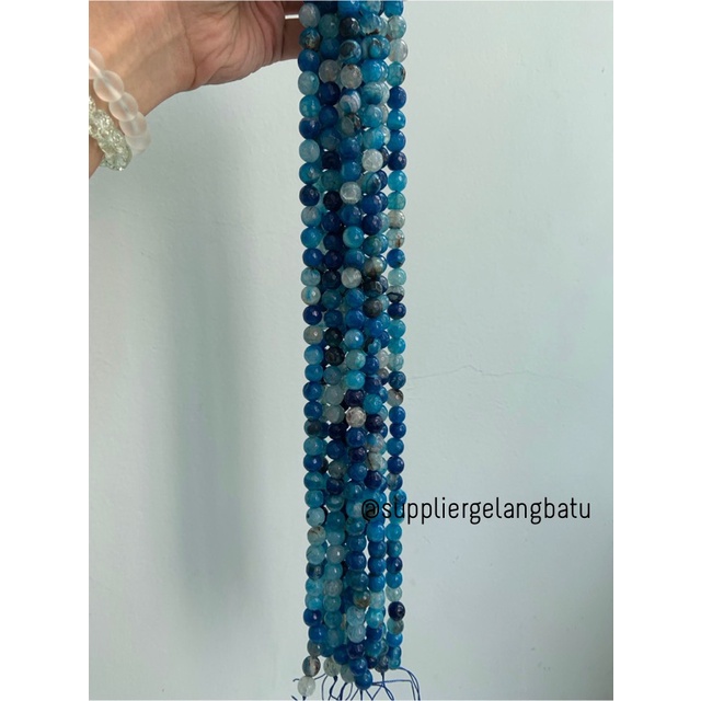 batu AQUAMARINE SERAT BIRU TUA 10mm cutting bahan BLUE FACETED STONE