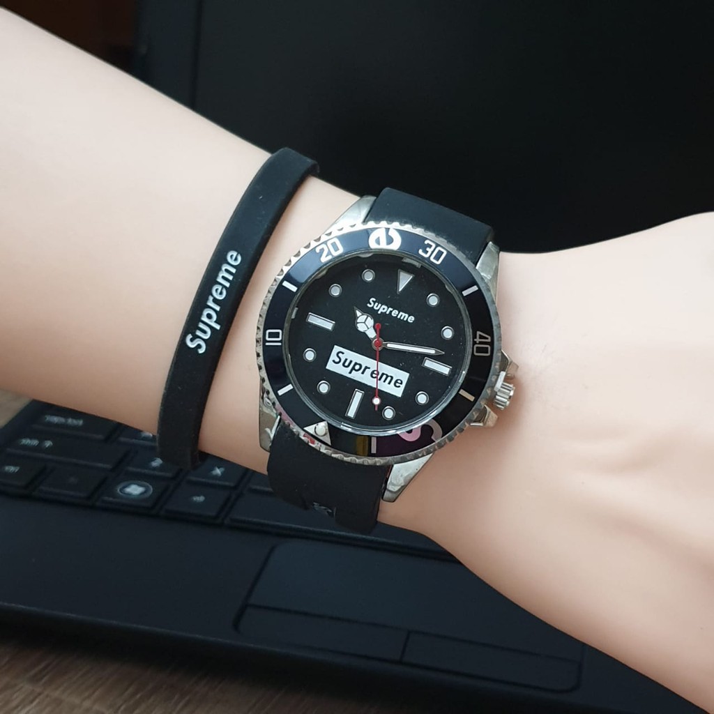BISA COD JAM TANGAN SUPREME RUBBER FREE GELANG TERMURAH