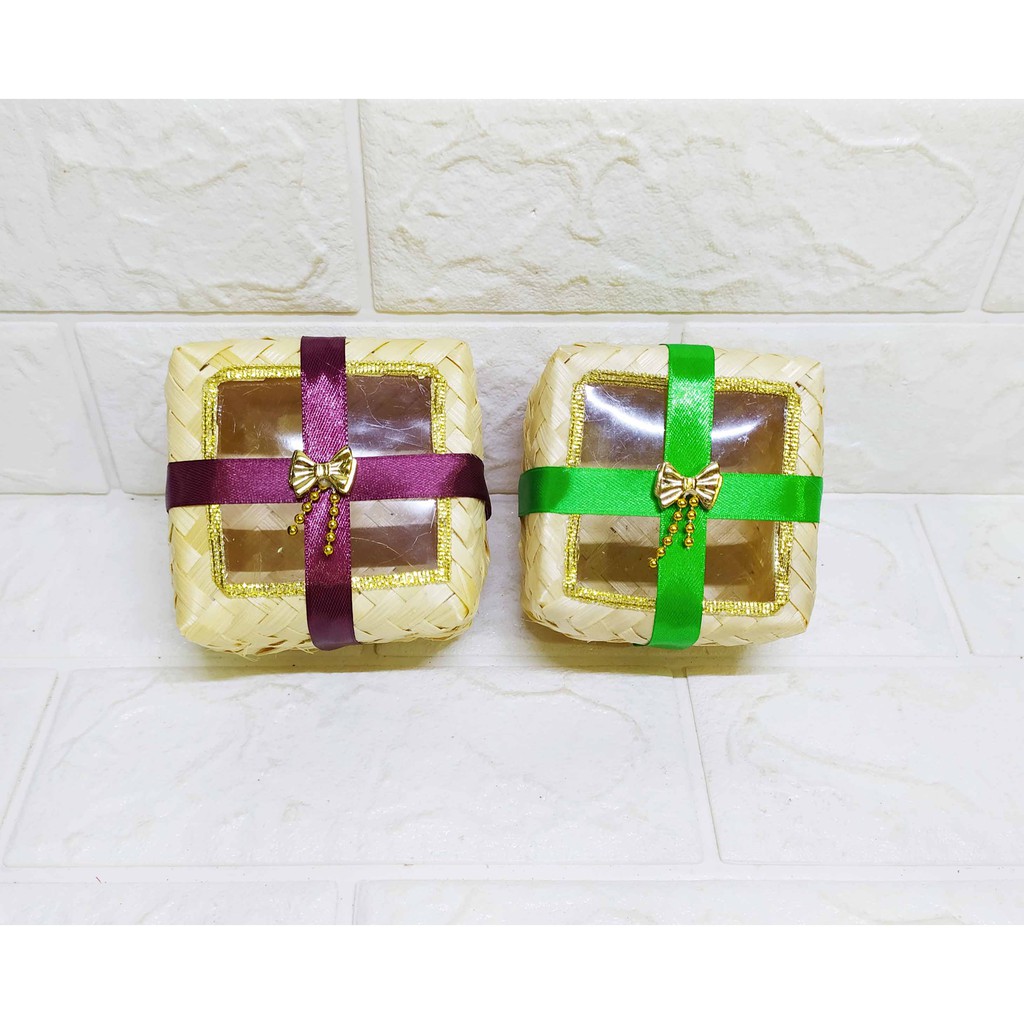 Besek cookie Mini GOLDEN BOW - Besek Mini Cantik Wadah Snack Lebaran