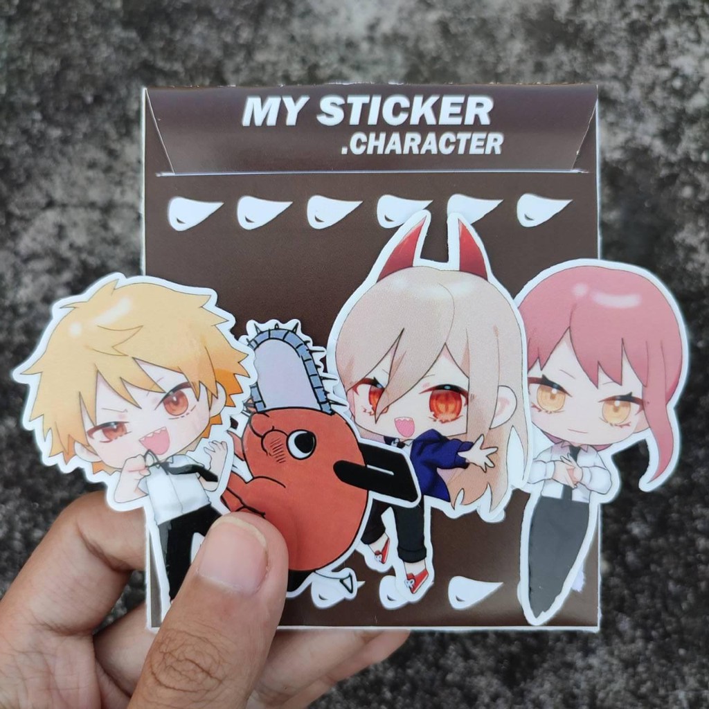 Sticker Anime Terlengkap - Stiker Chainsaw Man - 1 Set isi 7