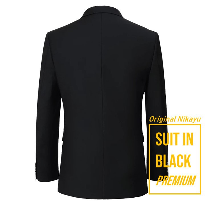 BLAZER PRIA FORMAL SUIT IN BLACK PREMIUM ORIGINAL NIKAYU BAHAN HIGH TWIST MODEL TERBARU