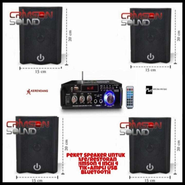Paket Cafe Speaker Crimson 4 Titik Ampli Crimson Usb Bluetooth Radio