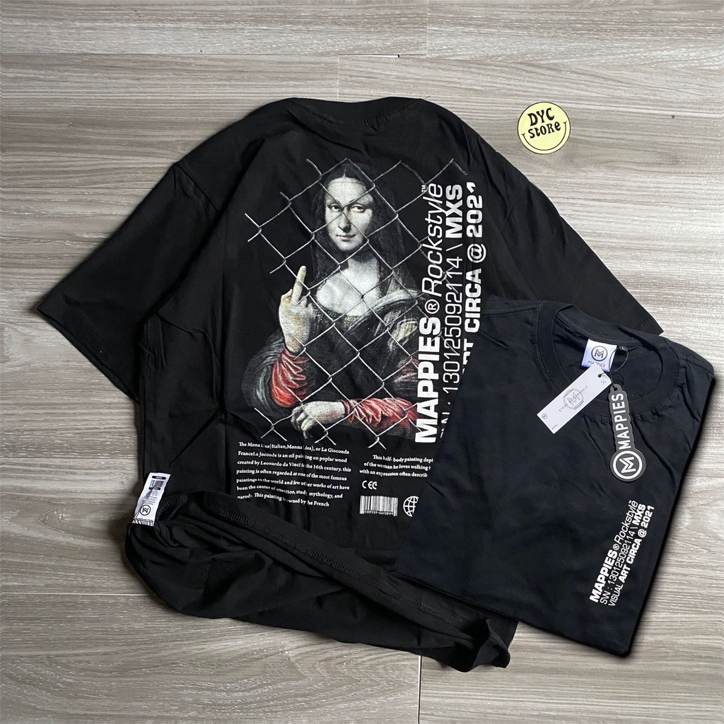 T-Shirt Kaos Distro Streetwear Original Mappies Spesial art Circa monalisa From Bandung Kaos Oversize Hitam