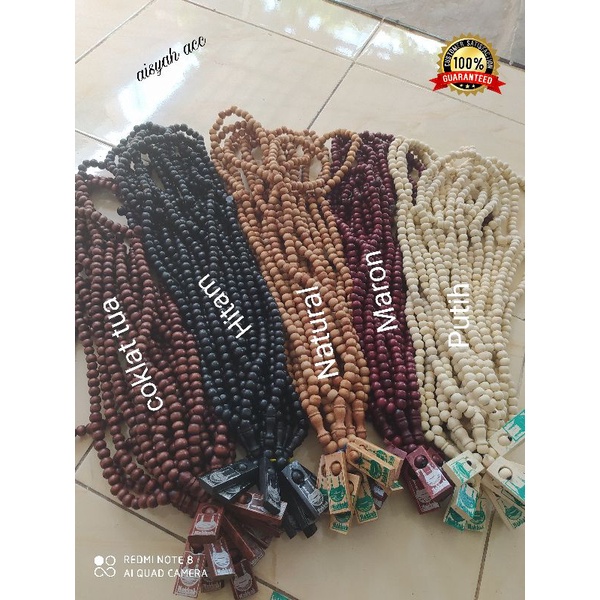 Tasbih Kayu Original 99 Butir - AC 323 - Garansi Asli Bukan imitasi - Tasbeh Perlengkapan Ibadah sholat muslim - souvenir hadiah oleh oleh haji umroh pesta pernikahan kayu alami aman made in indonesia