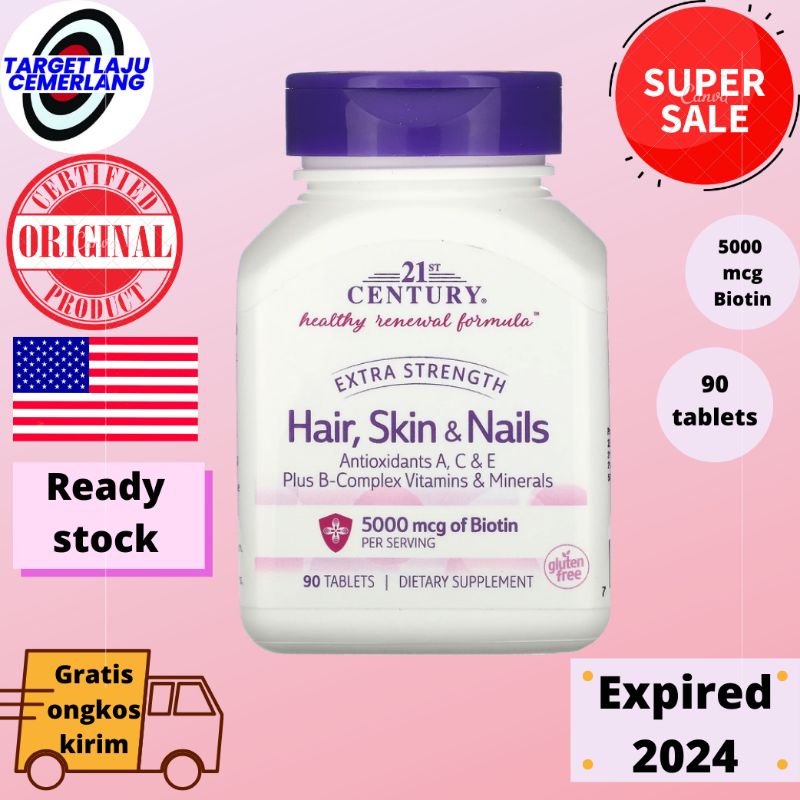 21 Century Hair Skin Nails 5000 Mcg Biotin with antioxidant A, C, E, B complex Vitamins & Mineral