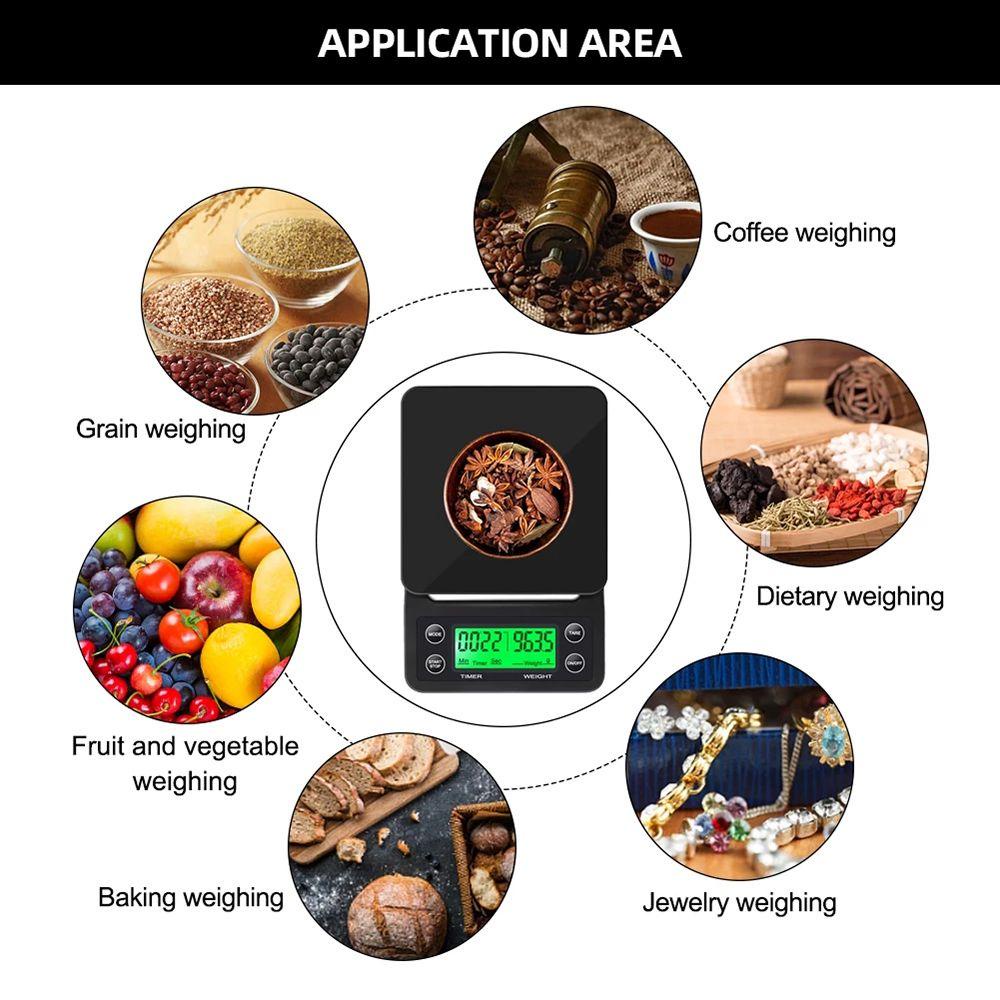 Top Drip Coffee Scale High Precision Dengan Timer Timbangan Elektronik LCD Pintar