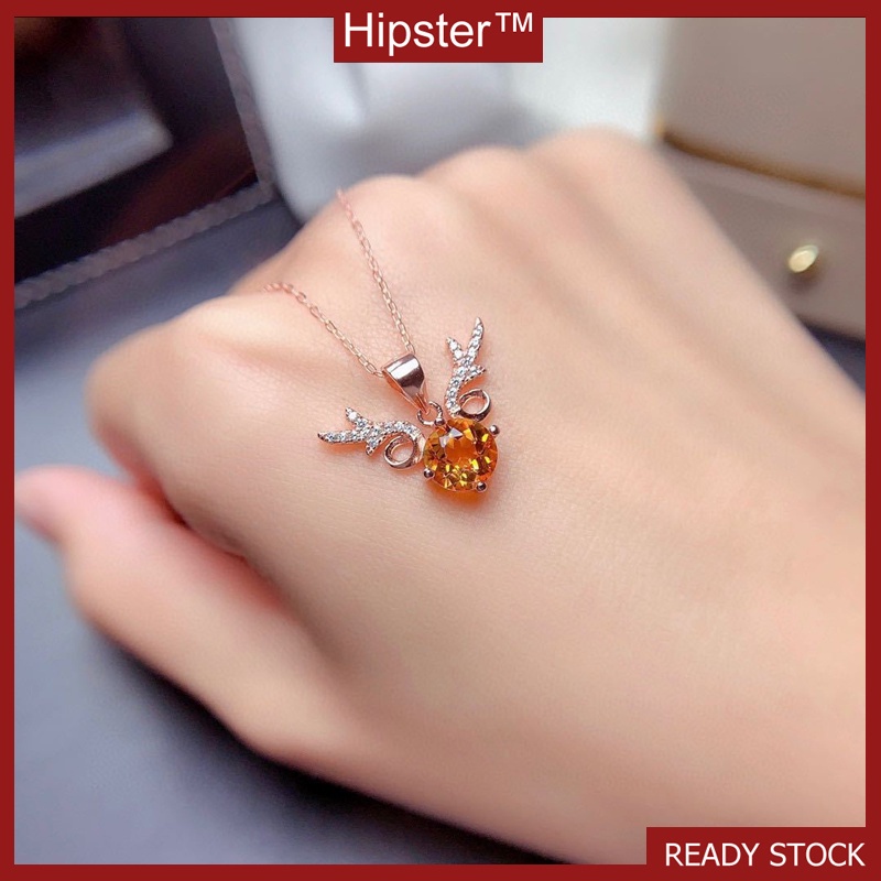 Fashion Natural Yellow Moissanite Antlers Necklace