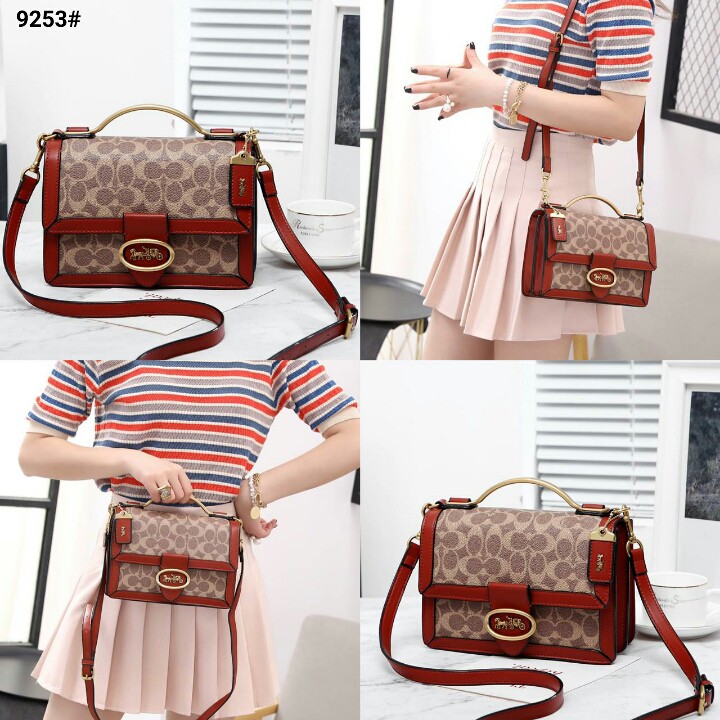 Tas Wanita Coach Riley Top Handle In Signature Sling Bag 9253
