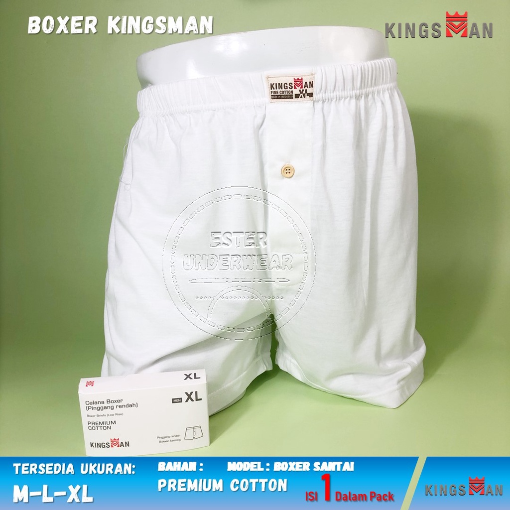 Boxer Pria Santai Kingsman Putih Isi 1 Pcs