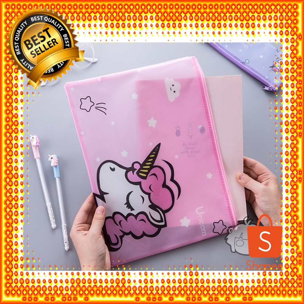 

PF08 Transparan Unicorn and Flamingo A4 Stationery File Storage pouch