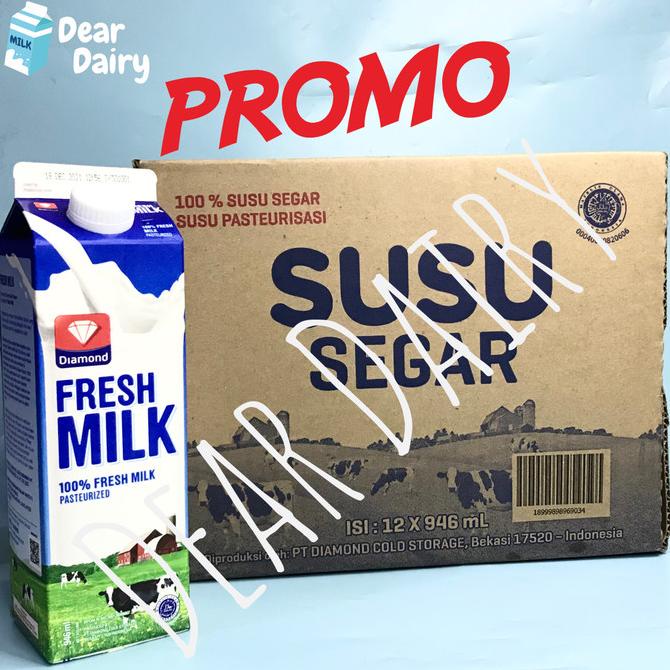 

[COD] Susu Segar Diamond Fresh Milk Plain 1 Liter (946ml) Karton 12 Pcs 1L [COD]