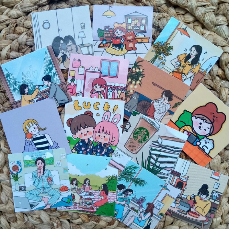 

Stiker seal stiker segel paket/gift aestbetic kawai motif square dekorasi handphone notebook journal dll