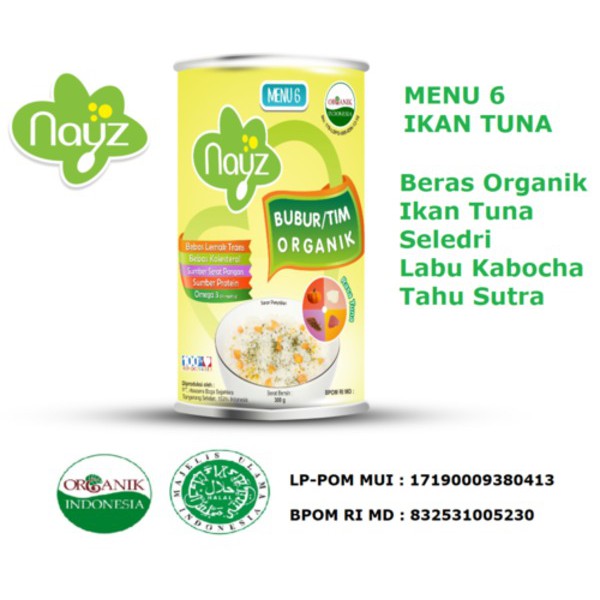 Nayz Bubur Bayi Organik Menu 6 Rasa Ikan Tuna Shopee Indonesia