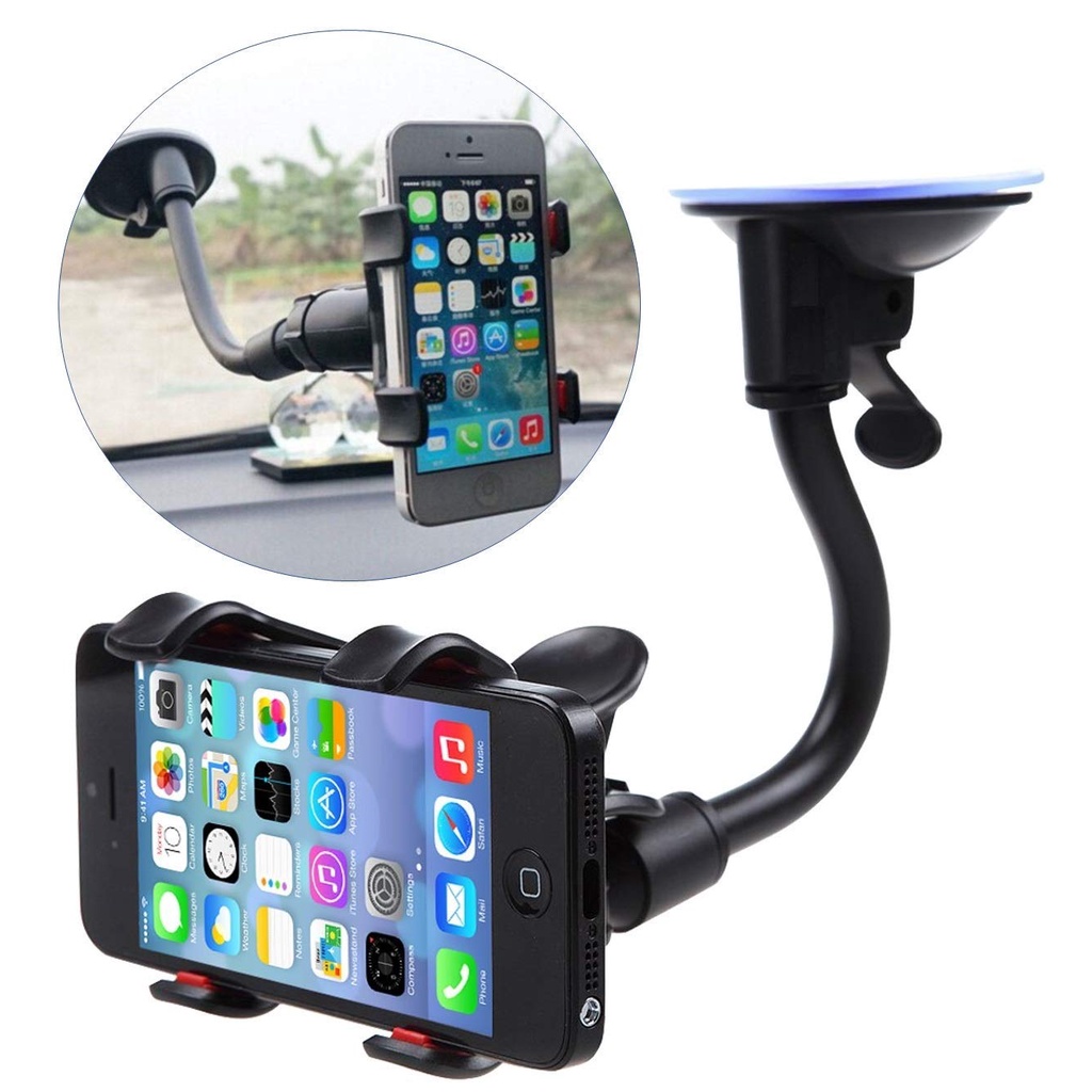 SOFT TUBE Mobil Jepit 4 Cakar Tempel Kaca Dashboard Gps HP Flexible Universal Penyangga Car Holder