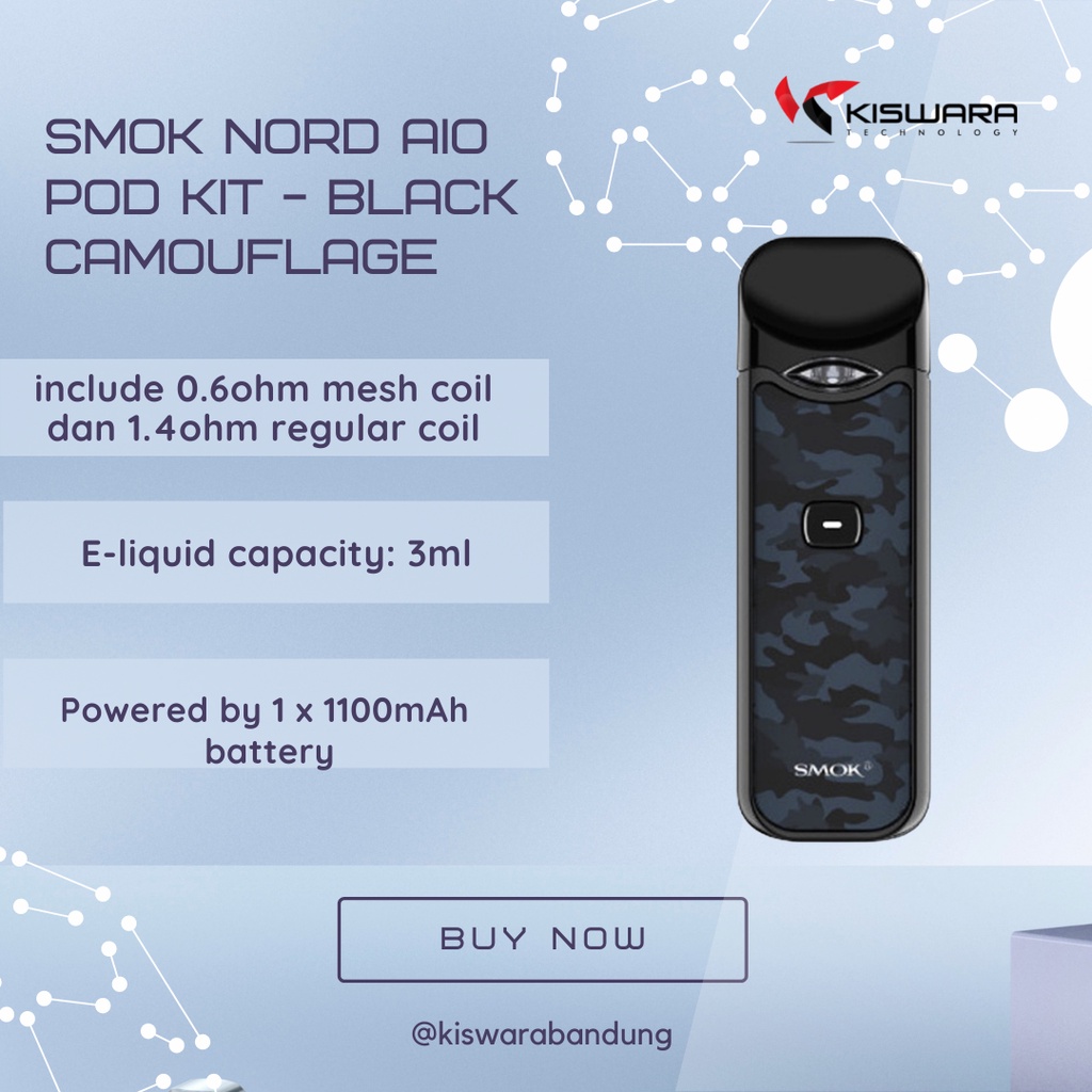 SMOK Nord AIO Pod Kit - BLACK CAMOUFLAGE [Authentic] KiswaraBandung