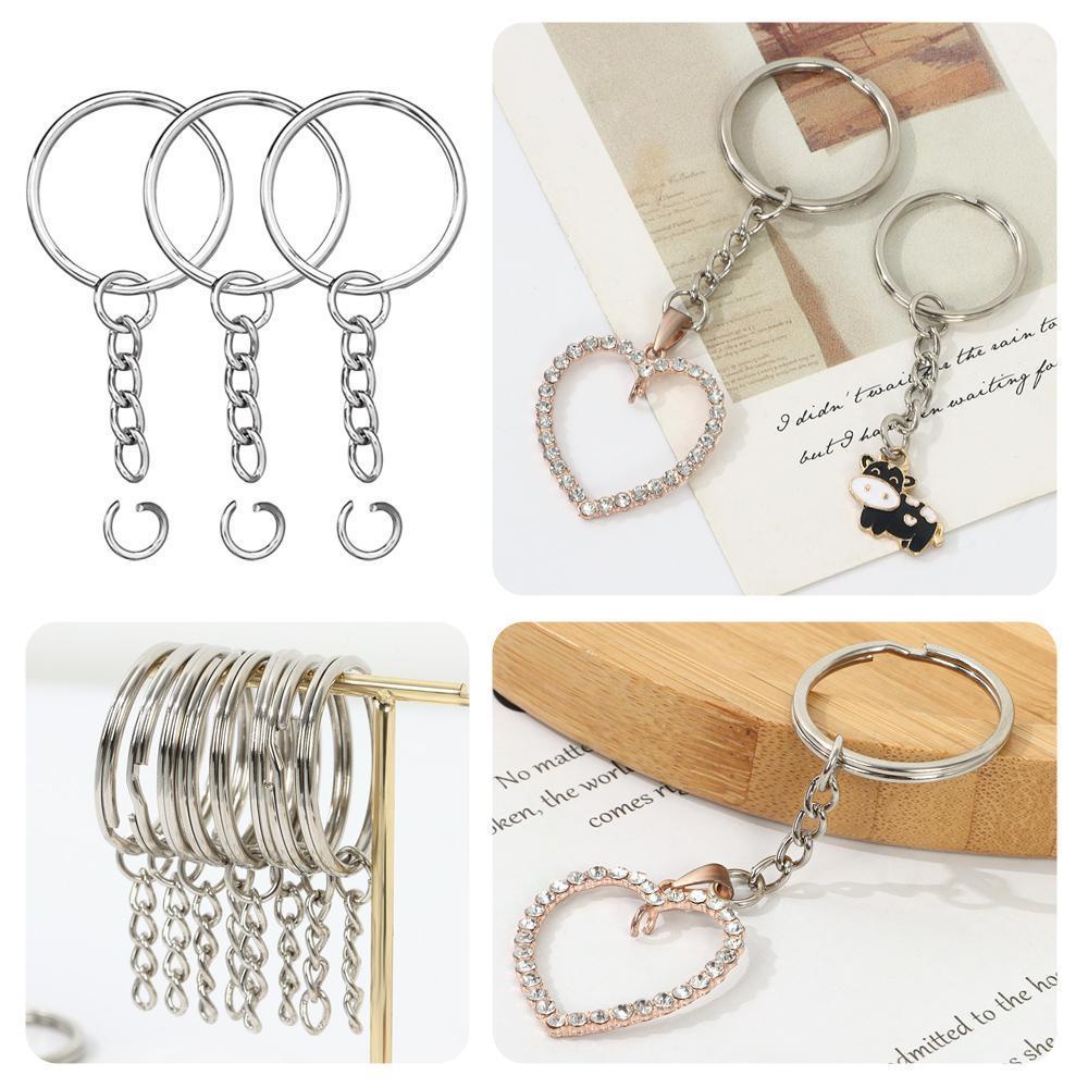 R-flower 10/20Pcs Gantungan Kunci Silver Liontin Split Ring Key Holder Rings