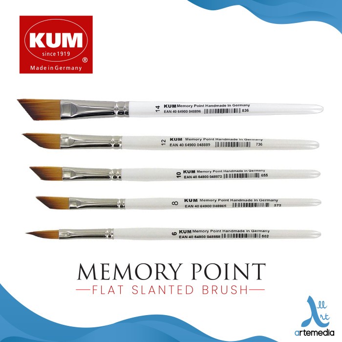 

KUM Memory Point Flat Slanted Synthetic Brush Short Handle Kuas Lukis