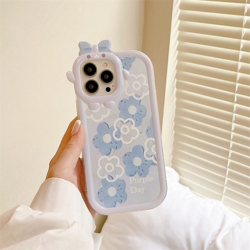 Soft Case Pelindung Lensa Motif Bunga Monster 3D Untuk iPhone 14 13 12 11 Pro Max X Xr Xs Max 7 8 6 6s Plus SE 2020