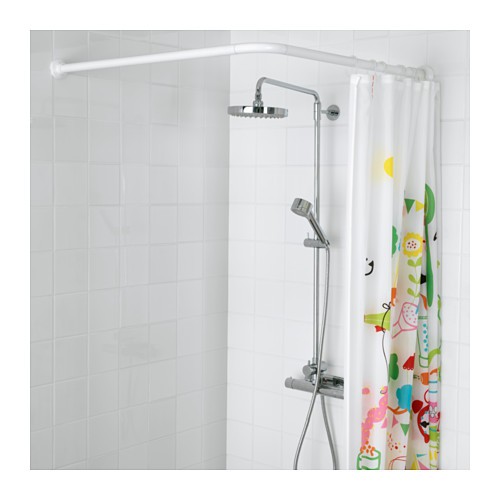 VIKARN Batang tirai shower, putih 90 160 cm