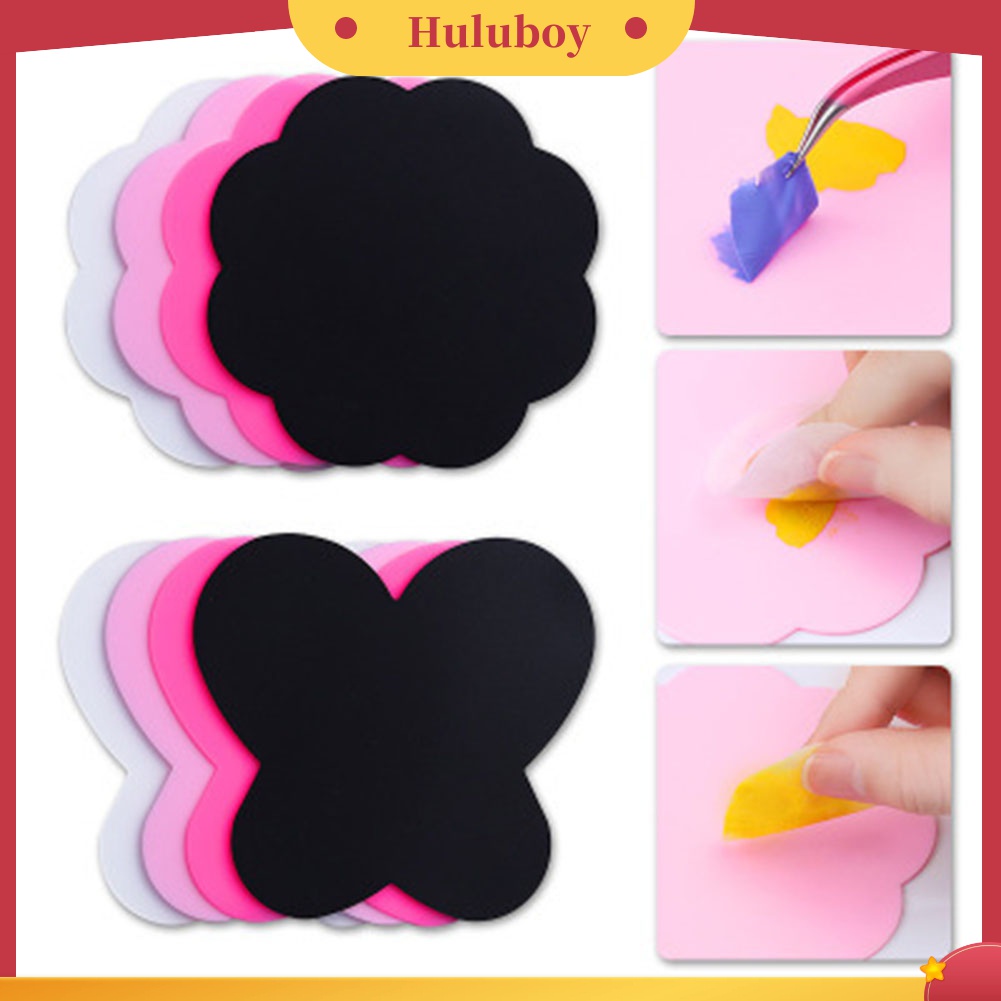 Huluboy Huluboy♡ 2pcs Palet Butterfly Bulat Bahan Silikon Untuk Mencampur Warna Kutek