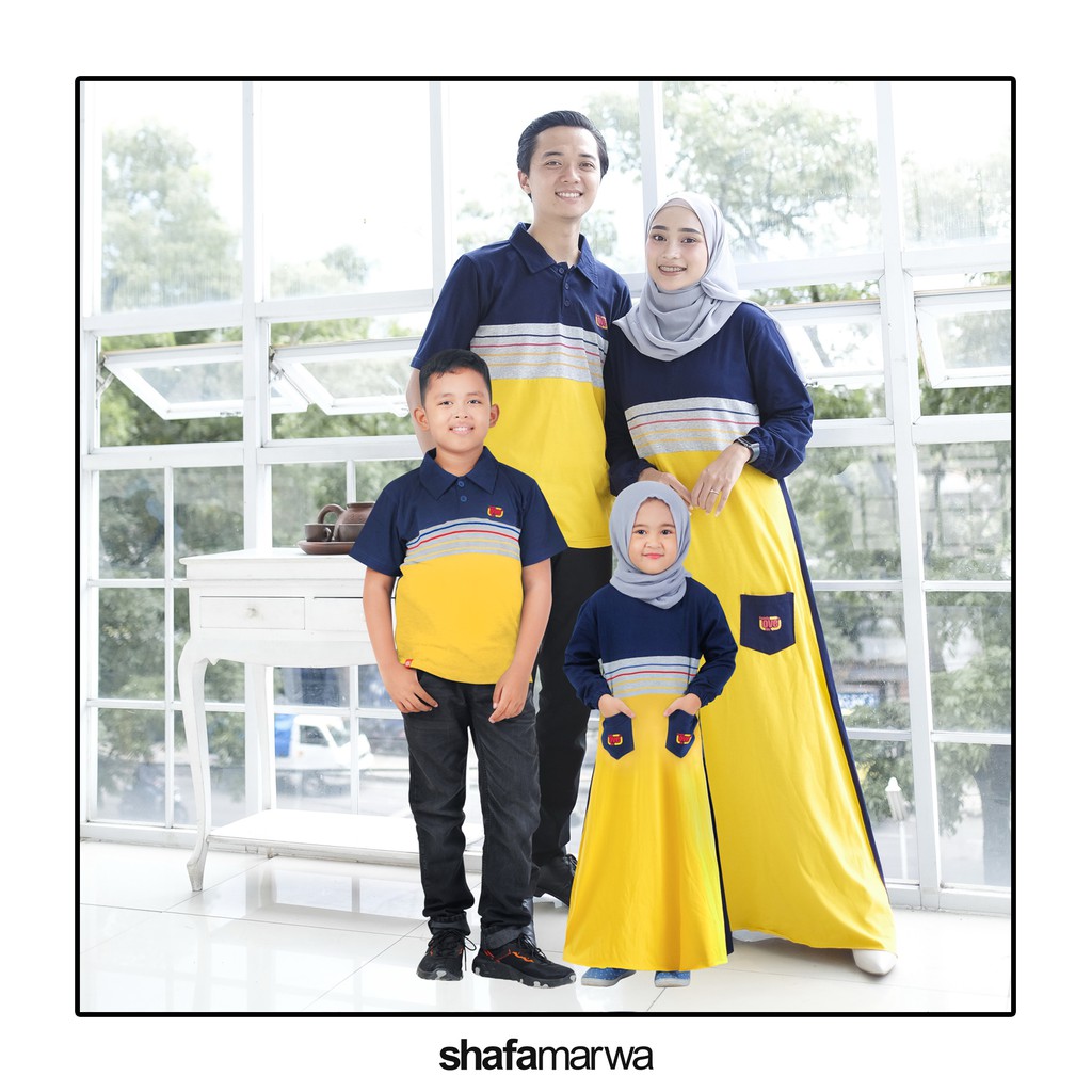 Baju Couple Keluarga Gamis Kaos Kapelan Seragam Bahan Kaos Katun Combade 24s Sarimbit Ayah Ibu Gamis