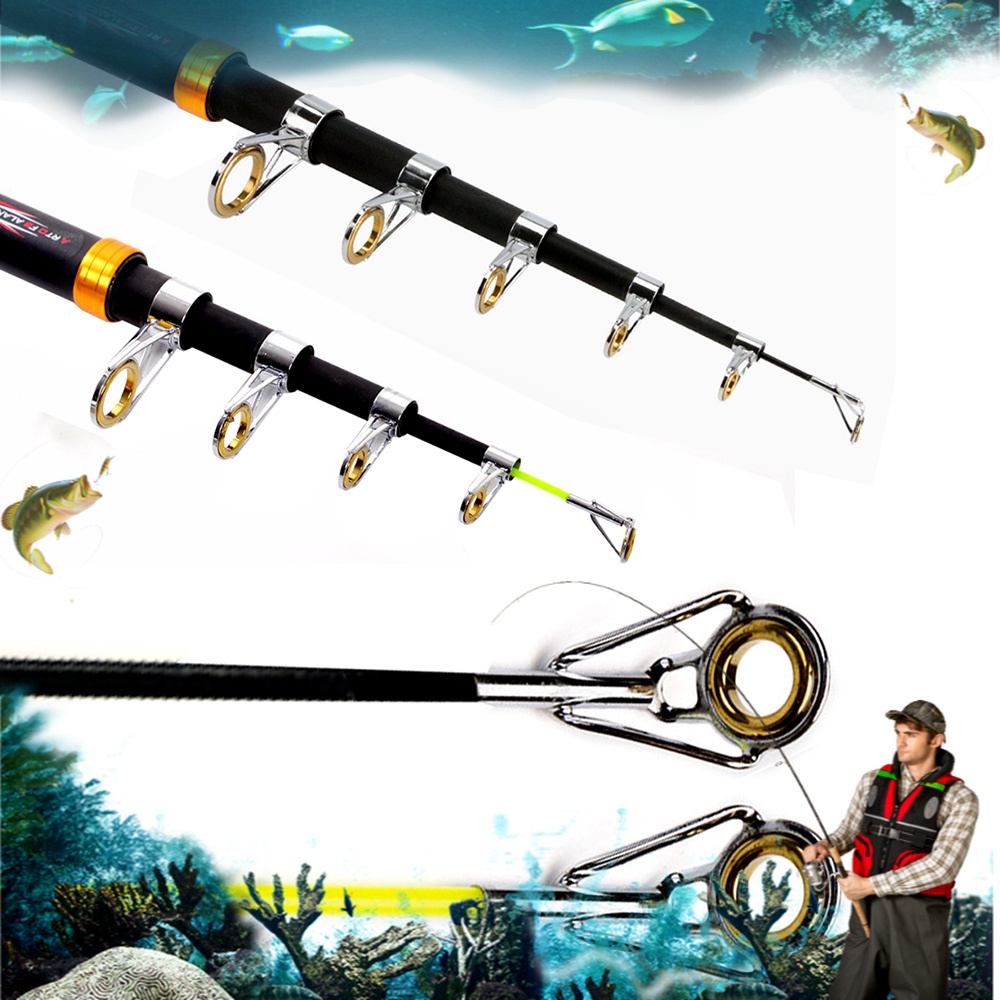 Joran Pancing Super Hard Carbon Fiber Telescopic 2.4M alat pancing stik pancing fiber joran pancing 