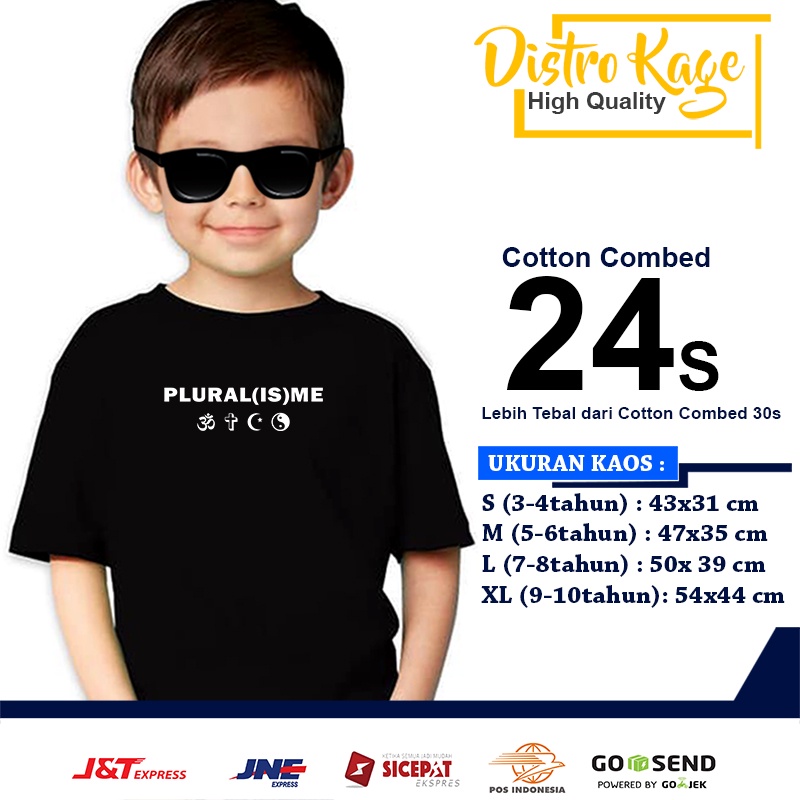 Baju Kaos Anak Laki Laki Pluralisme Simple Desain Unisex Cotton Combed 30s Distro Kage