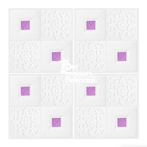 [COD] Wallpaper Dinding Stiker Wallfoam 3D Sticker Dekorasi Kamar Rumah Murah [Seri C] Batik-GLITER UNGU