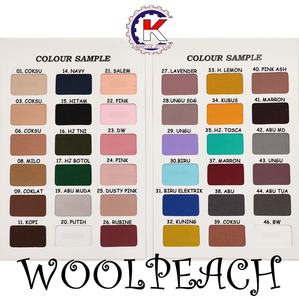 [KAHAPTEX] Bahan Kain Wolfis / Woolpeach Polos Premium 60Yard - Roll