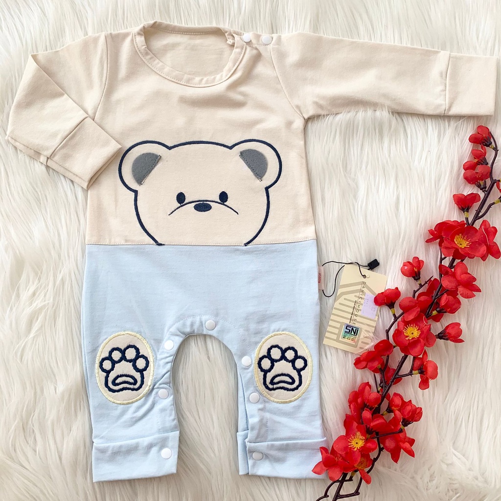 Baju romper panjang bordir lucu babyboy bayi lakilaki cowok pergi jalan dirumah tidur bestseller rom