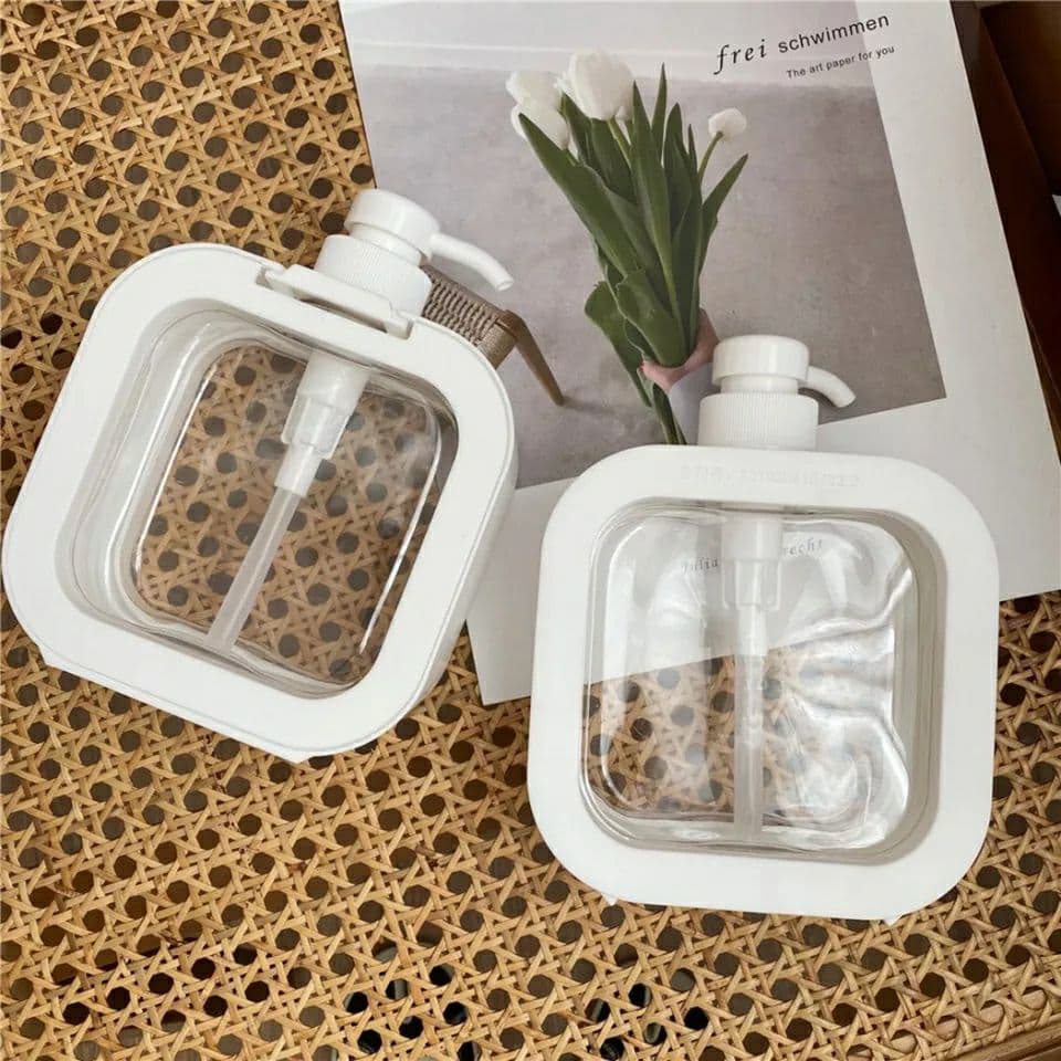 Botol Sabun Korea 500ml Bening Aesthetic - Botol Pump Lucu - Botol Pump Estetik- Wadah Isi Ulang Ref