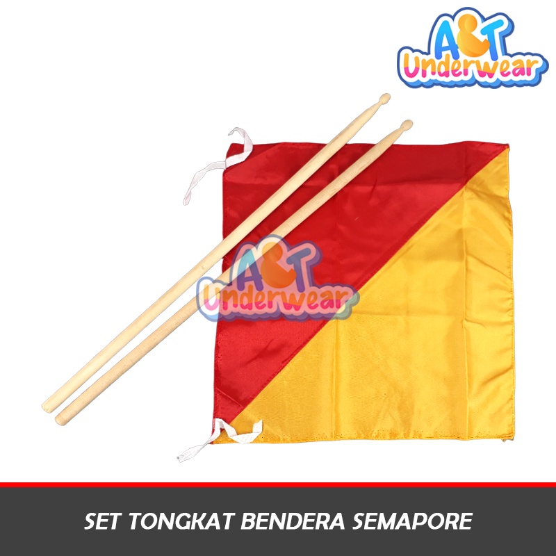 AT360-Set Tongkat Bendera Semapor Pramuka/Bendera semapur/Bendera Merah Kuning