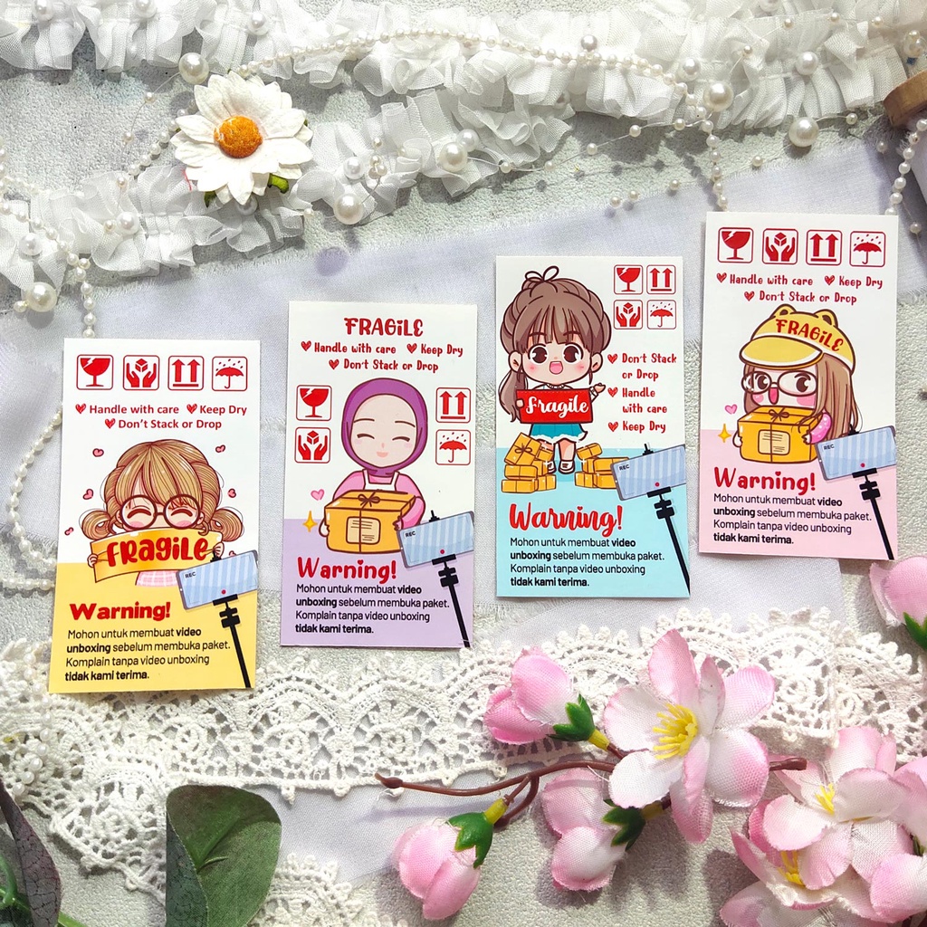 

Sticker Stiker Fragile Warning Unboxing Video Paket Packaging Melindungi komplain customer / pembeli