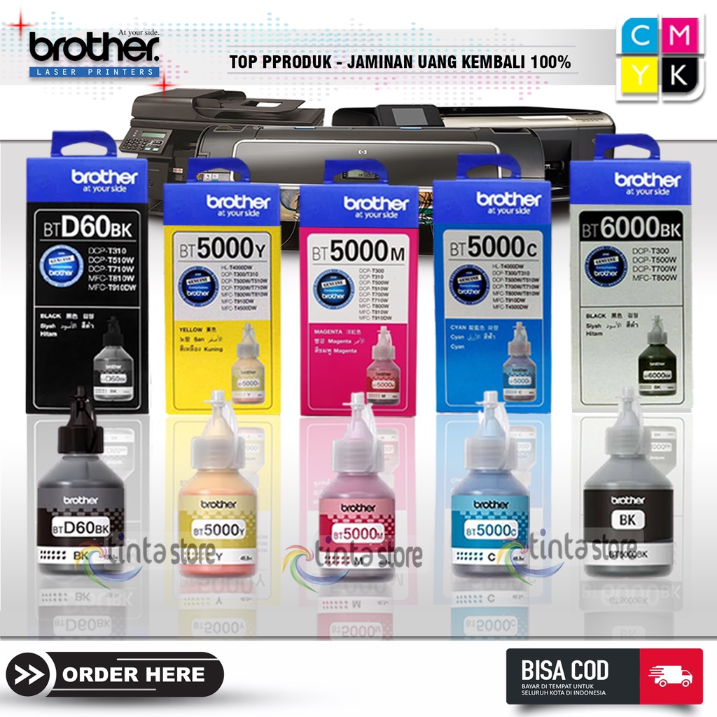 Tinta printer brother bt5000 bt6000 d60bk DCP T710W DCP T300 DCP-T310 T800W T810DW T910DW